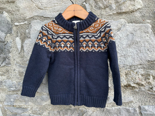 Norwegian style navy cardigan 9-12m (74-80cm)