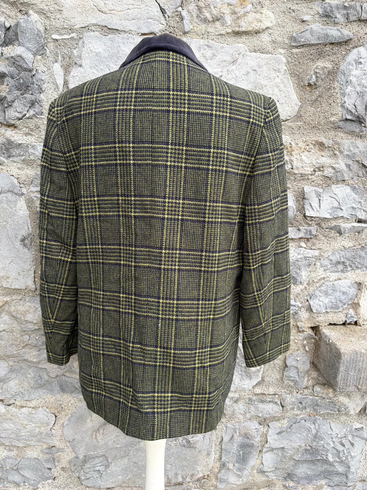 90s green plaid wool tailored blazer uk 12