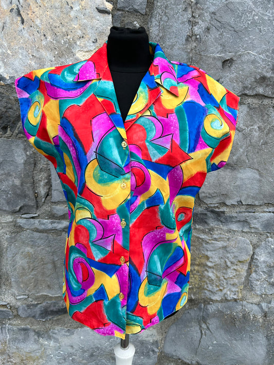 80s abstract rainbow blouse uk 8-10