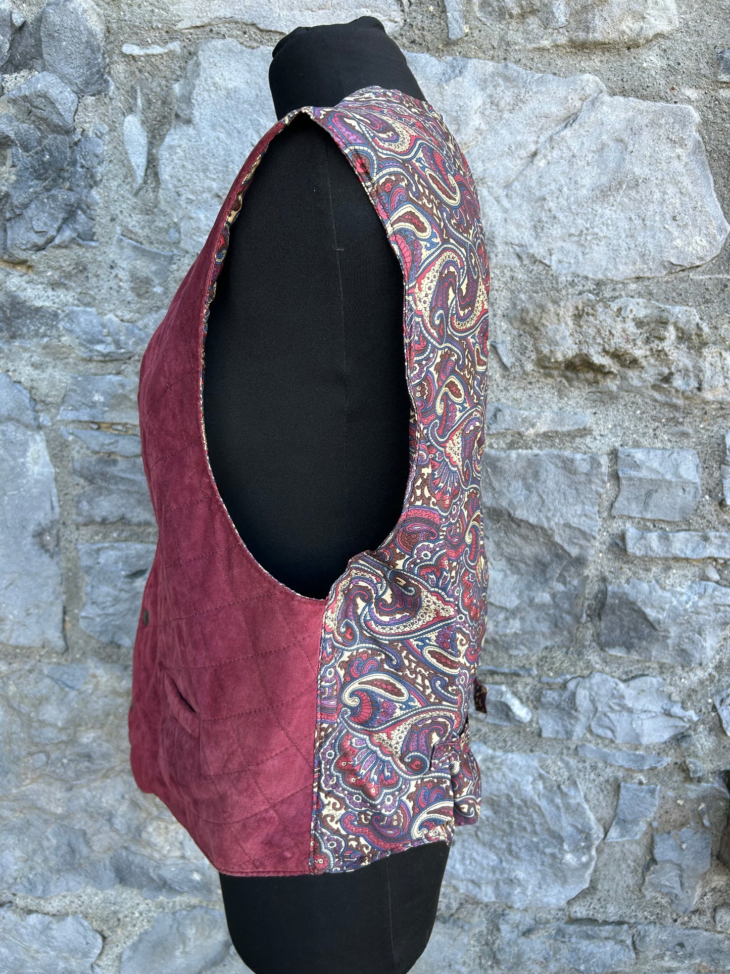 80s quilted maroon&paisley waistcoat Large