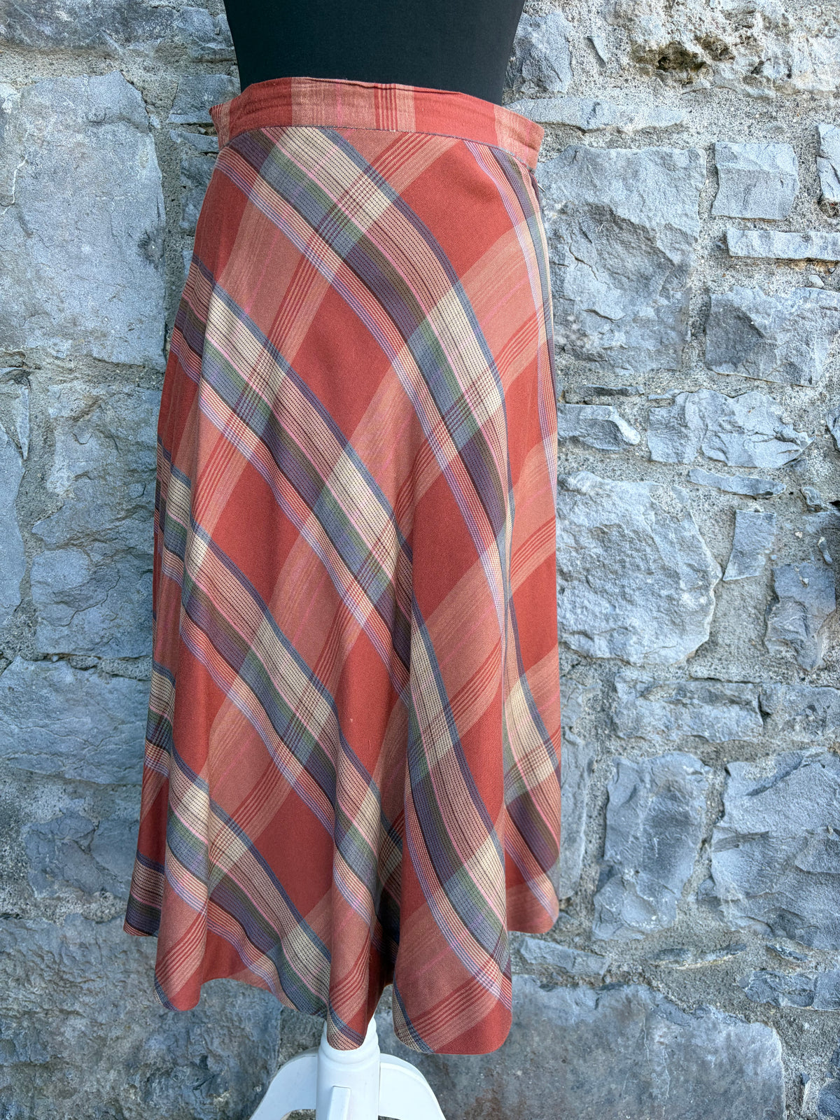80s rusty check skirt uk 6-8