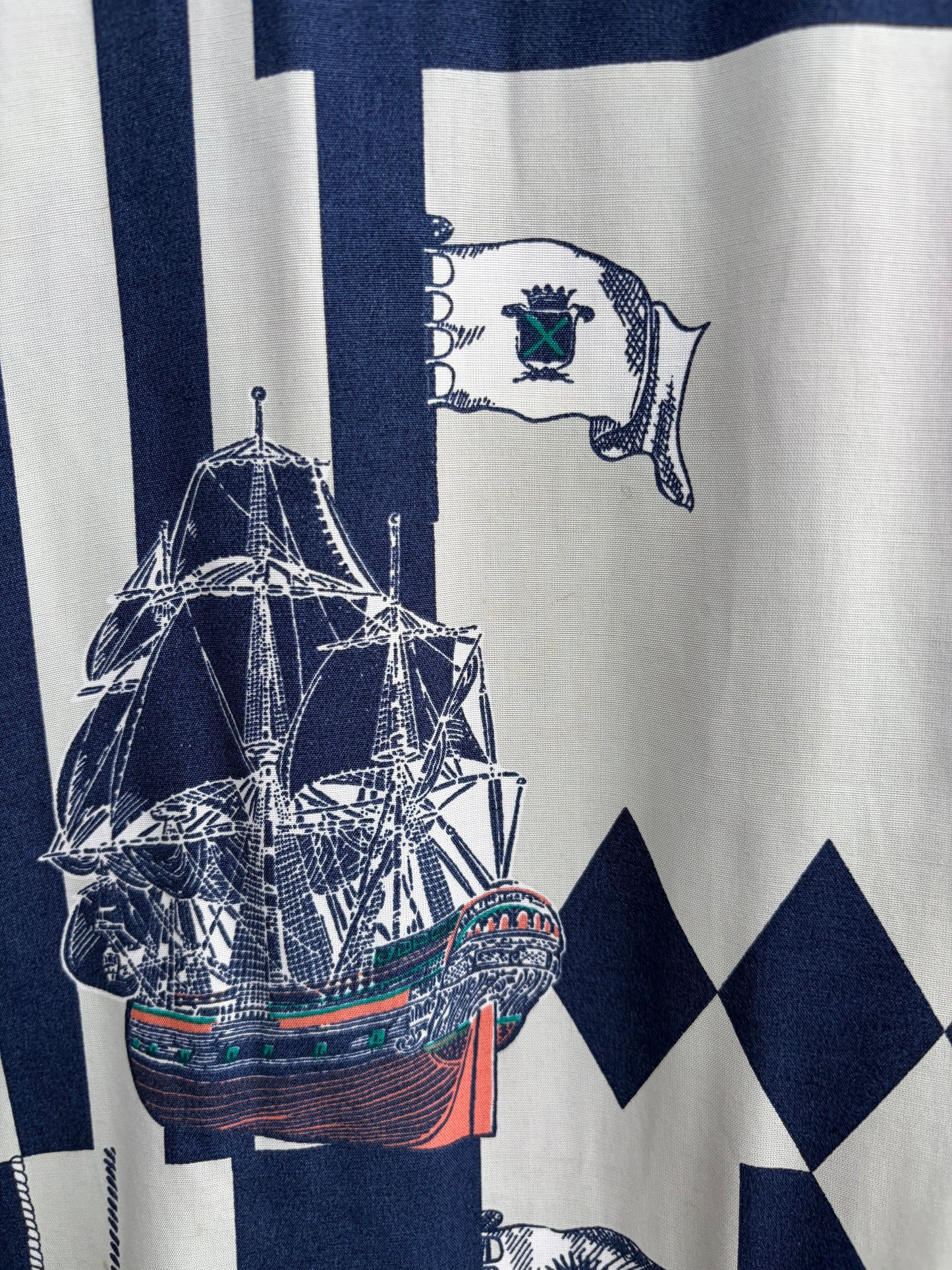 80s ships beige&navy shirt Large