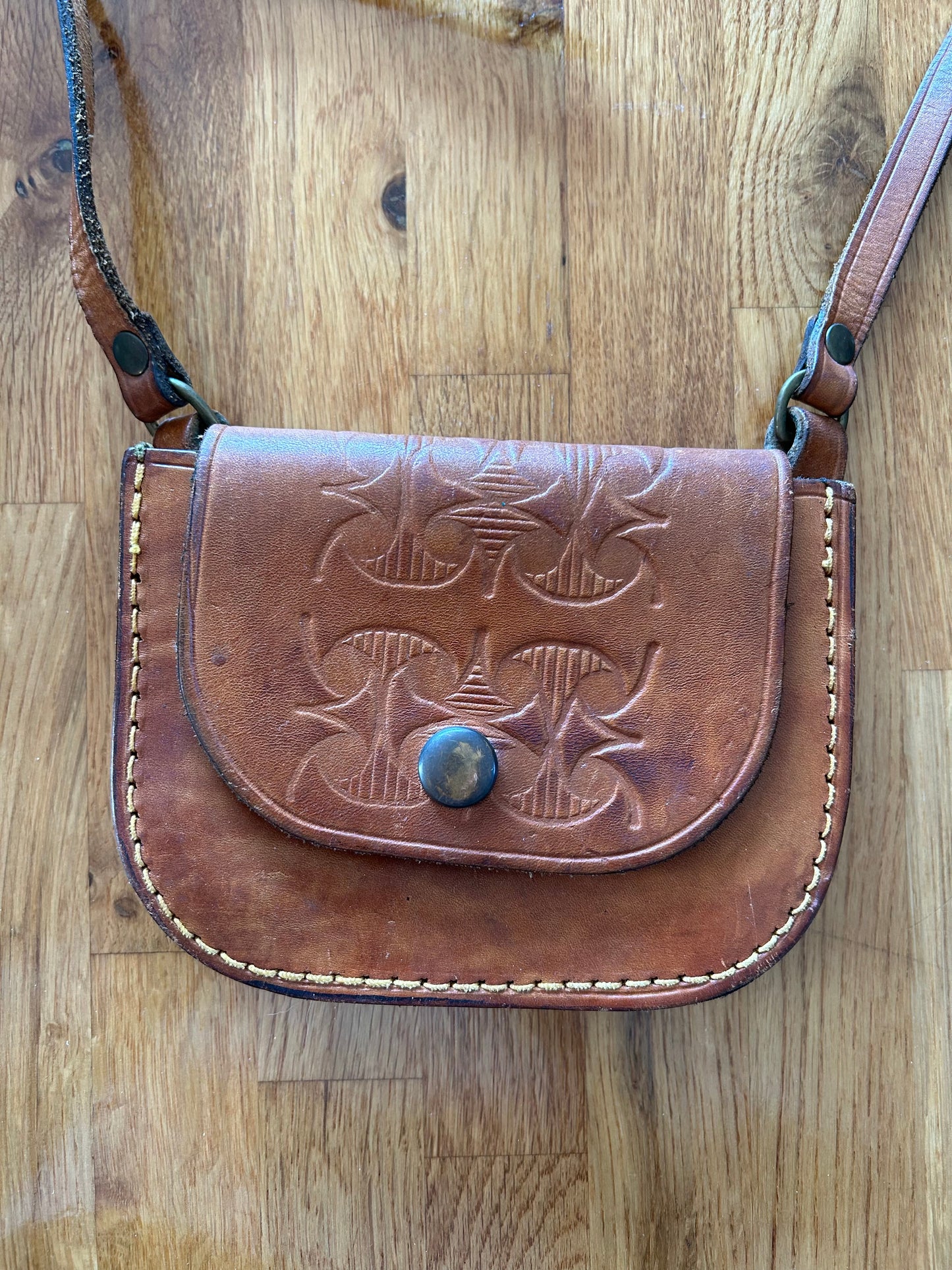 Small brown leather bag