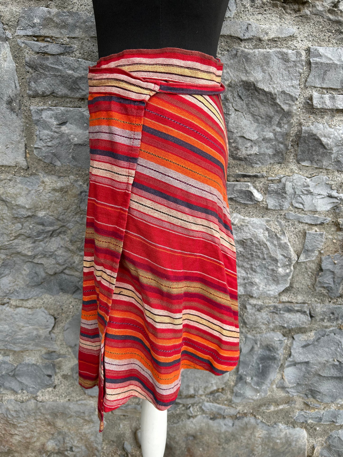 Y2K red stripy wrap skirt uk 10-12