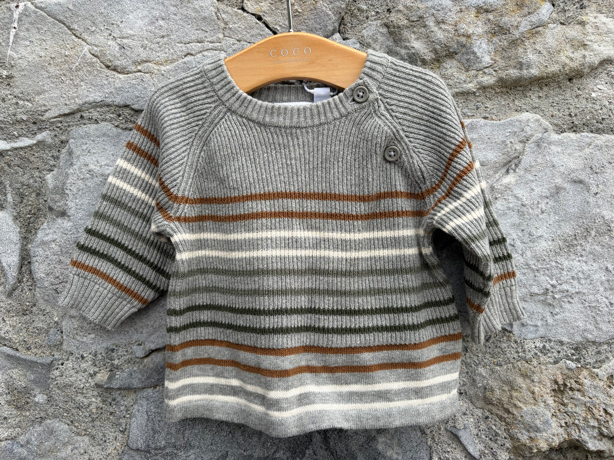 Grey stripy jumper  0-1m (50-56cm)