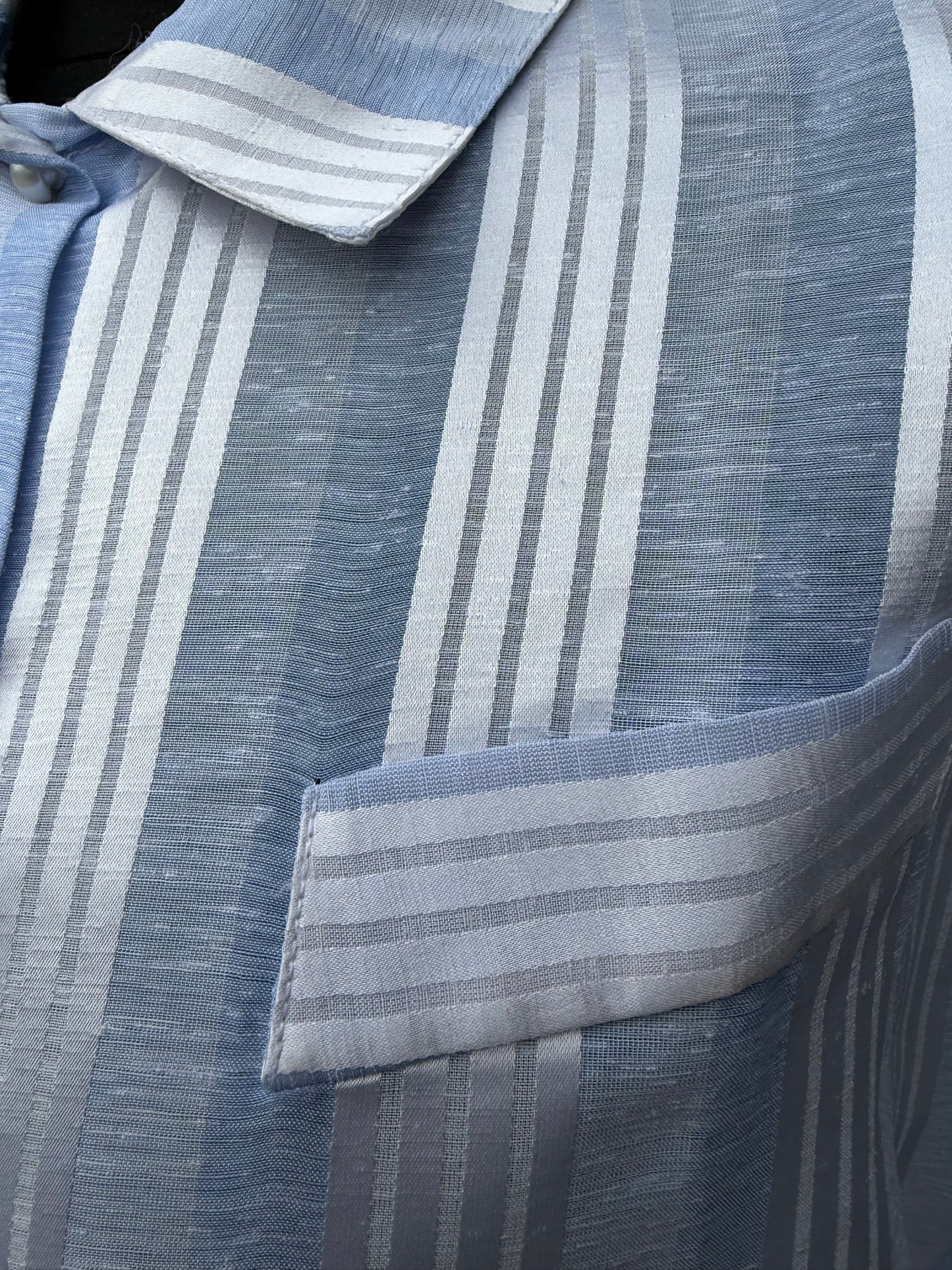 80s icy blue stripes blouse uk 10-12