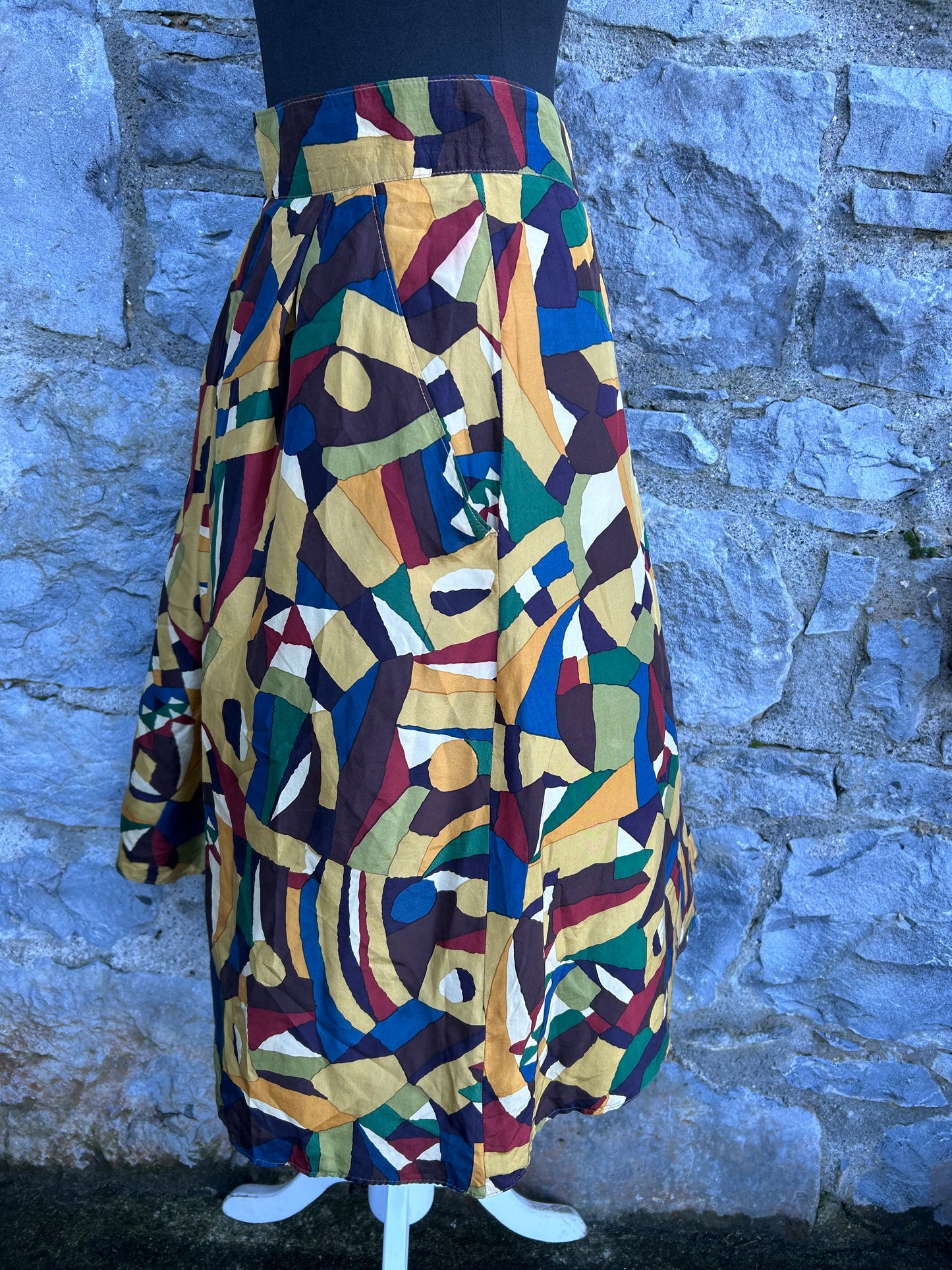 80s abstract silk skirt uk 10