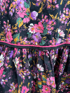 80s folk pink flowers skirt uk 10-12