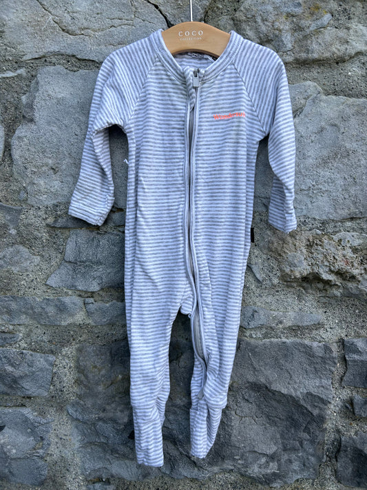 Grey stripy zipped onesie 3-6m (62-68cm)