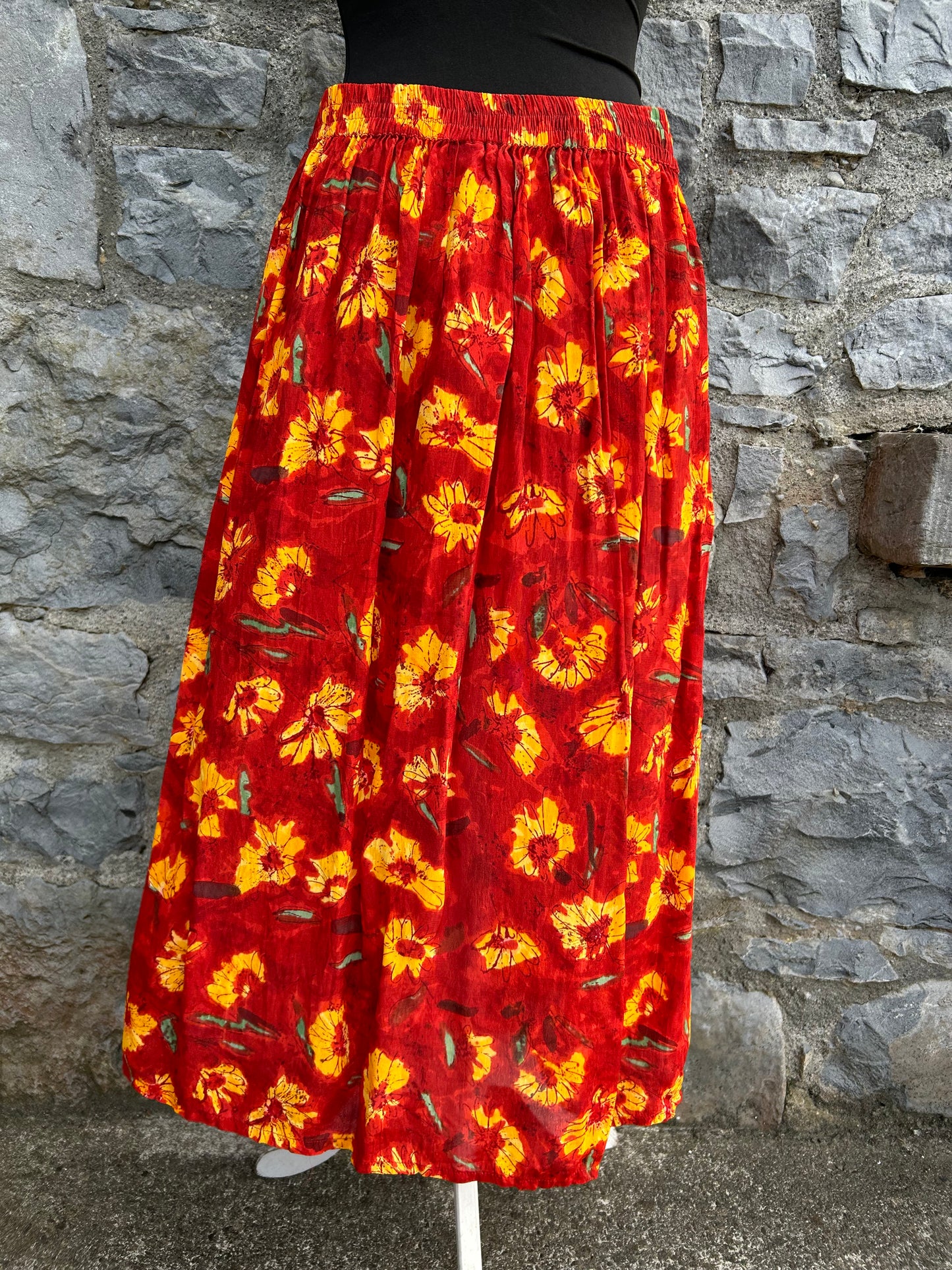 90s flowers red skirt uk 10