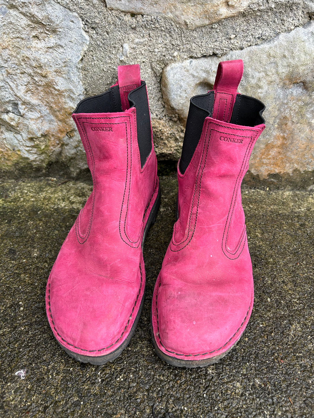 Pink leather boots  uk 6-6.5 (eu 39)
