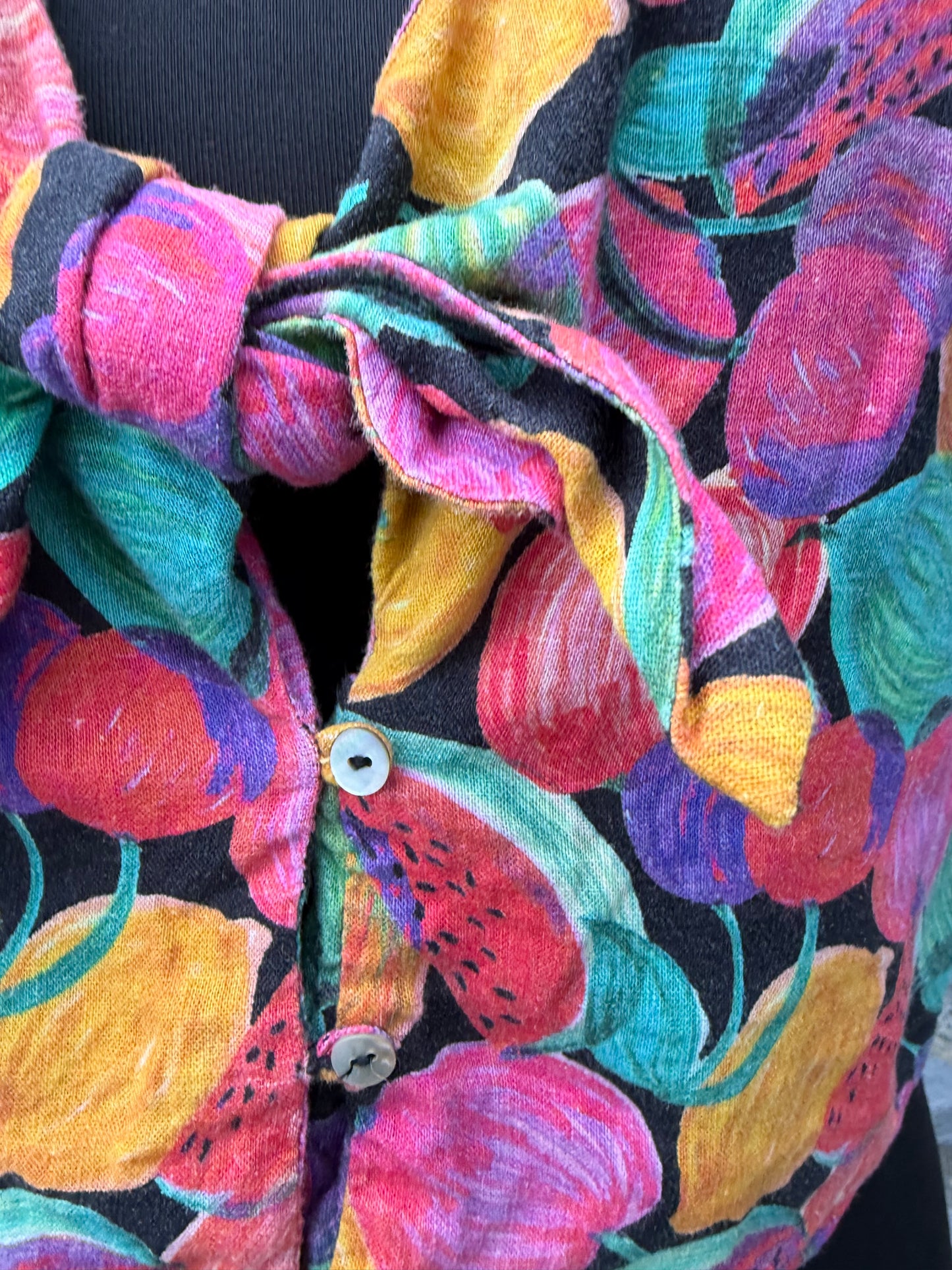 80s colourful fruity cropped top uk 8-10