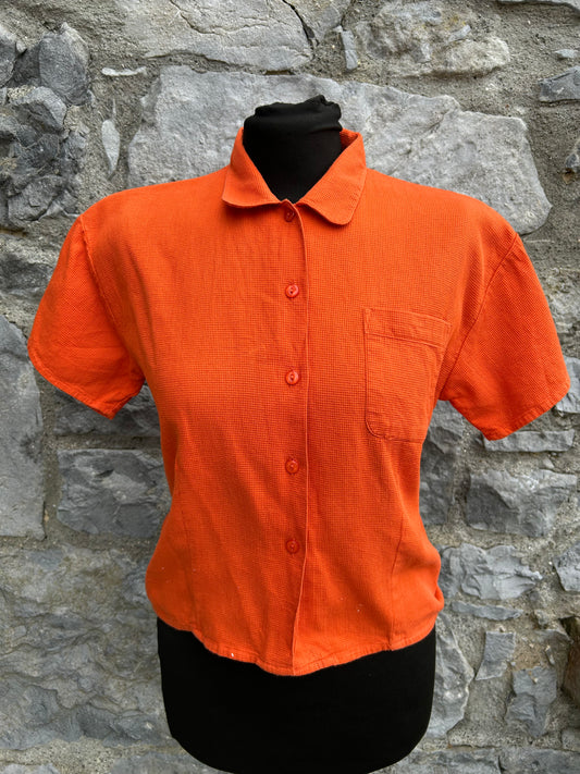 90s orange cropped shirt uk 8