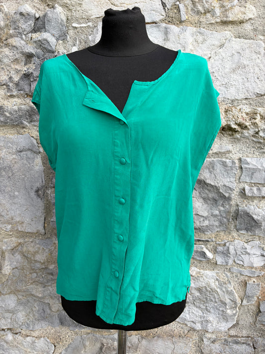 80s green silk blouse uk 10-12