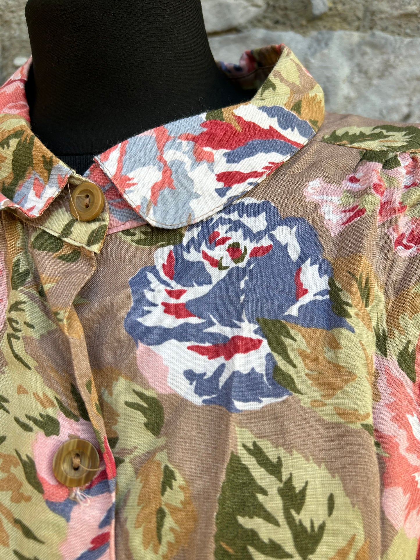 90s brown floral shirt uk 18-22