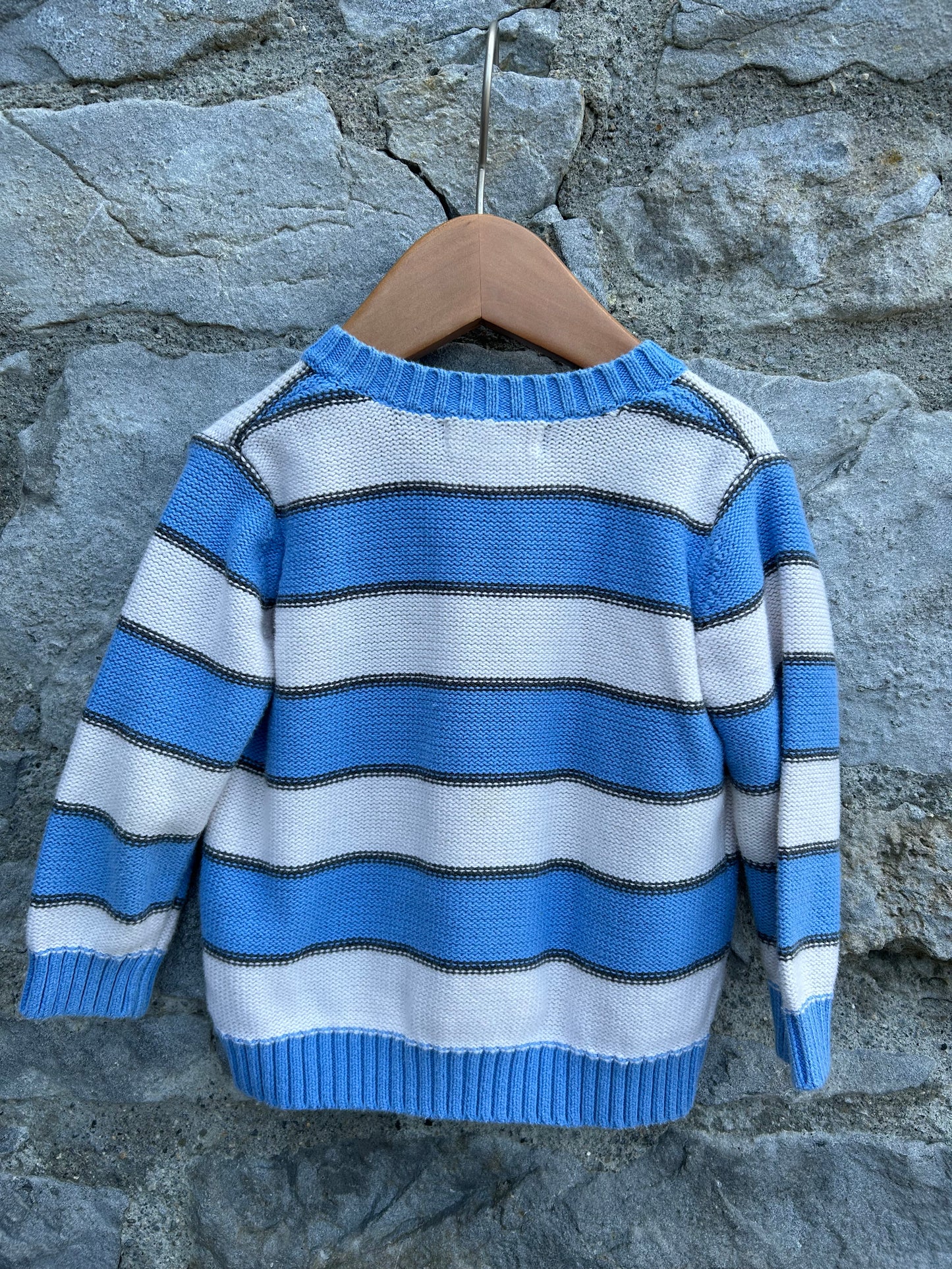 Blue stripy zipped cardigan  12-18m (80-86cm)