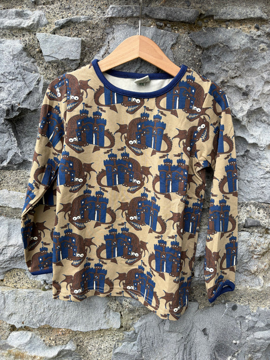 Dragon&castle brown top  3-4y (98-104cm)