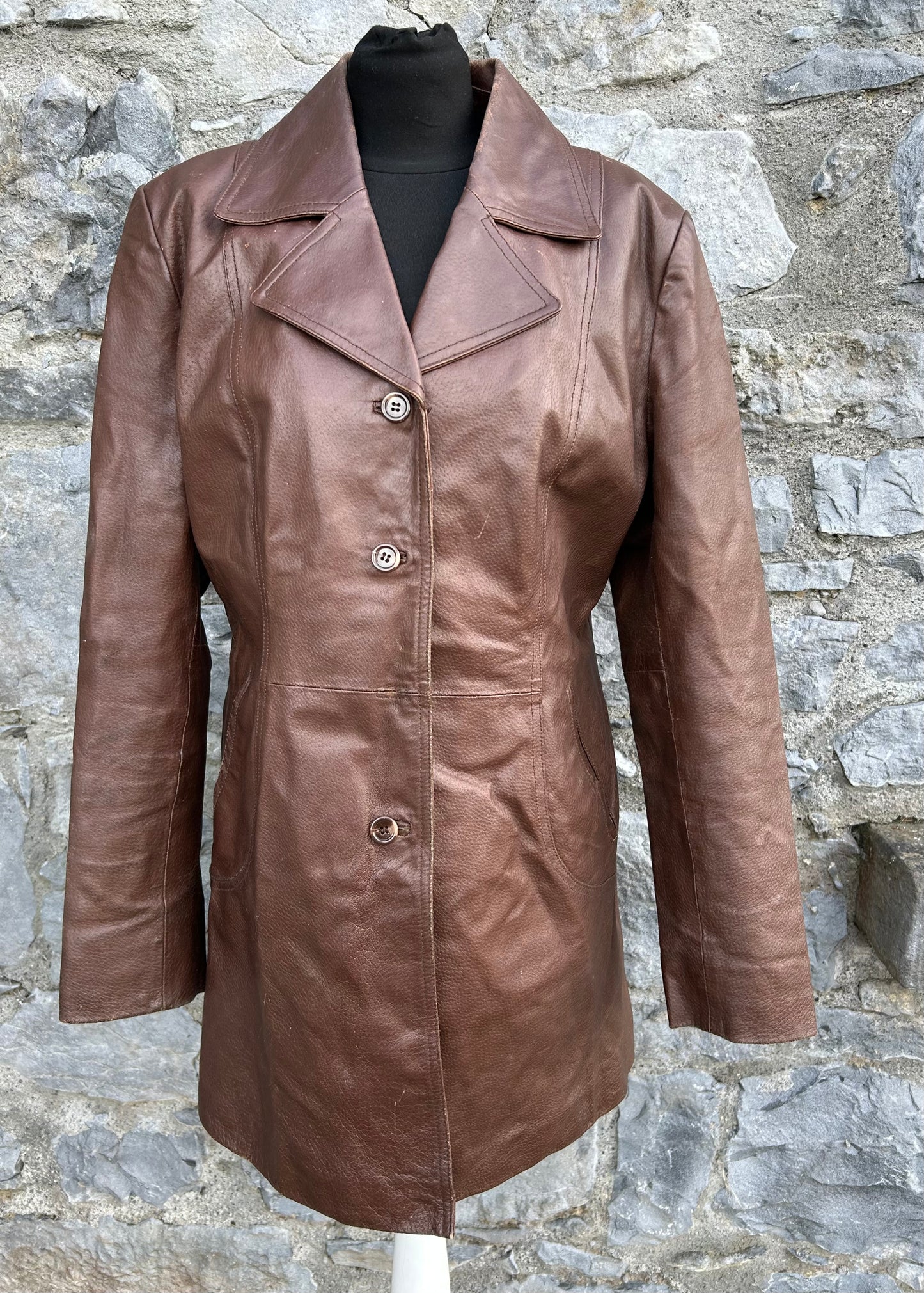 90s brown leather jacket uk 12