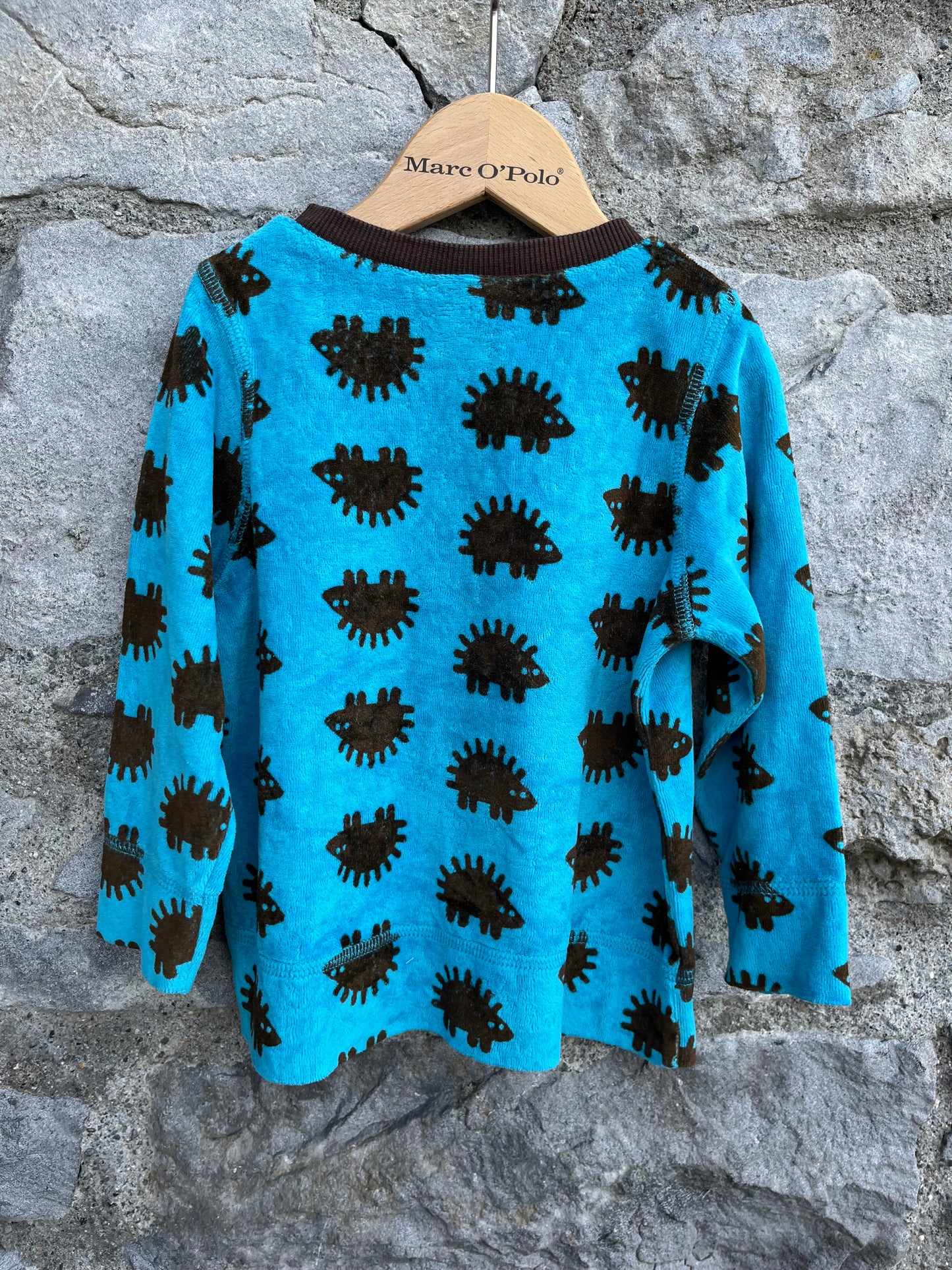 Hedgehog blue velour top  18m (86cm)