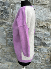 Load image into Gallery viewer, Lilac&amp;beige woolly jumper uk 6-8
