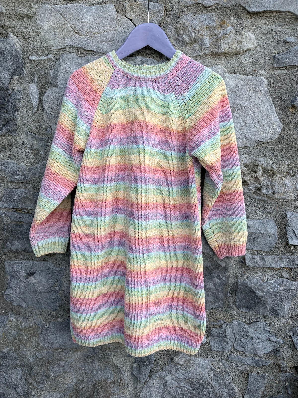 Rainbow stripes knitted dress  6-7y (116-122cm)