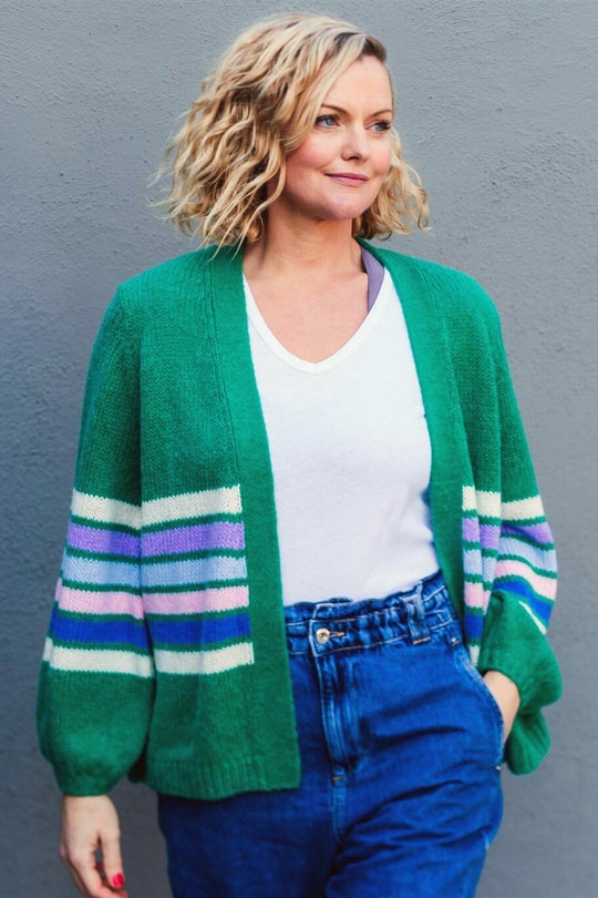 Green Colour Block/Stripes Yvette cardigan uk 10-12