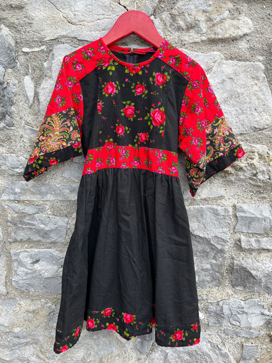 70s folk floral dress   7-8y (122-128cm)