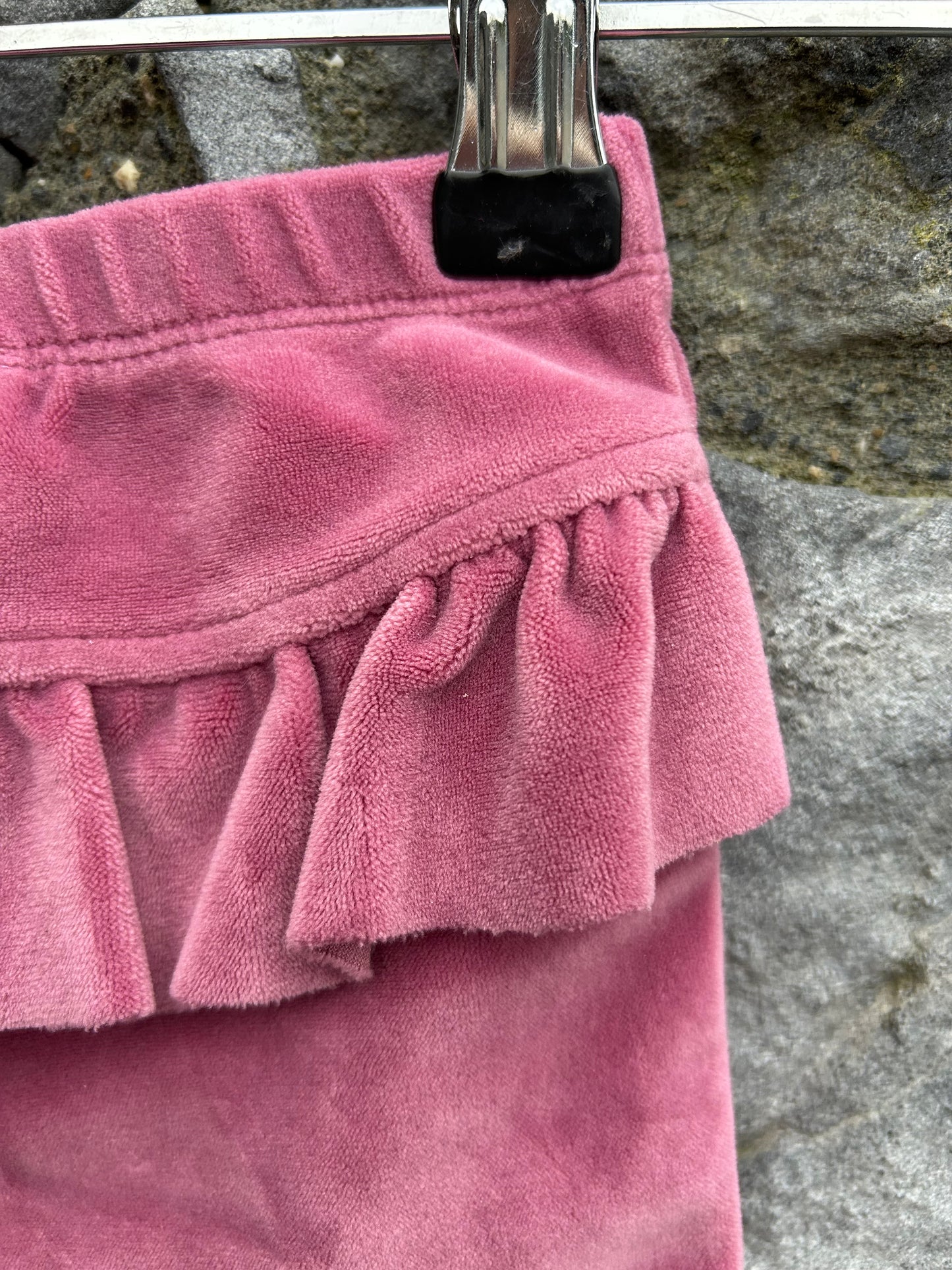 Pink velvet leggings with ruffle  12m (80cm)