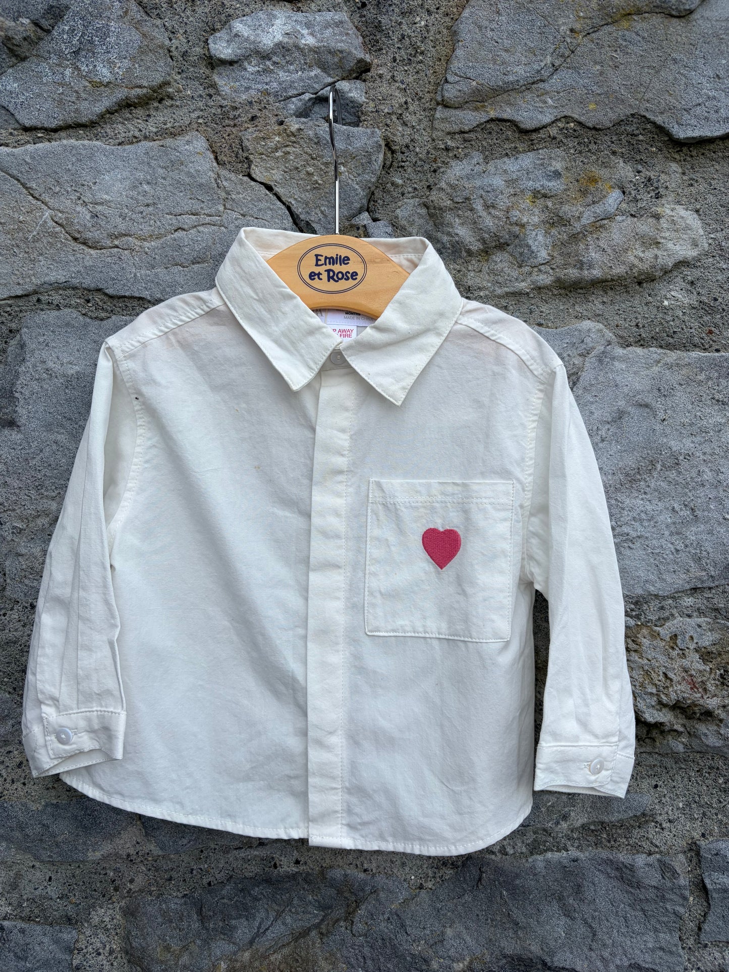 Pocket heart white shirt 12-18m (80-86cm)