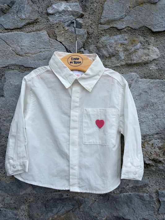 Pocket heart white shirt 12-18m (80-86cm)