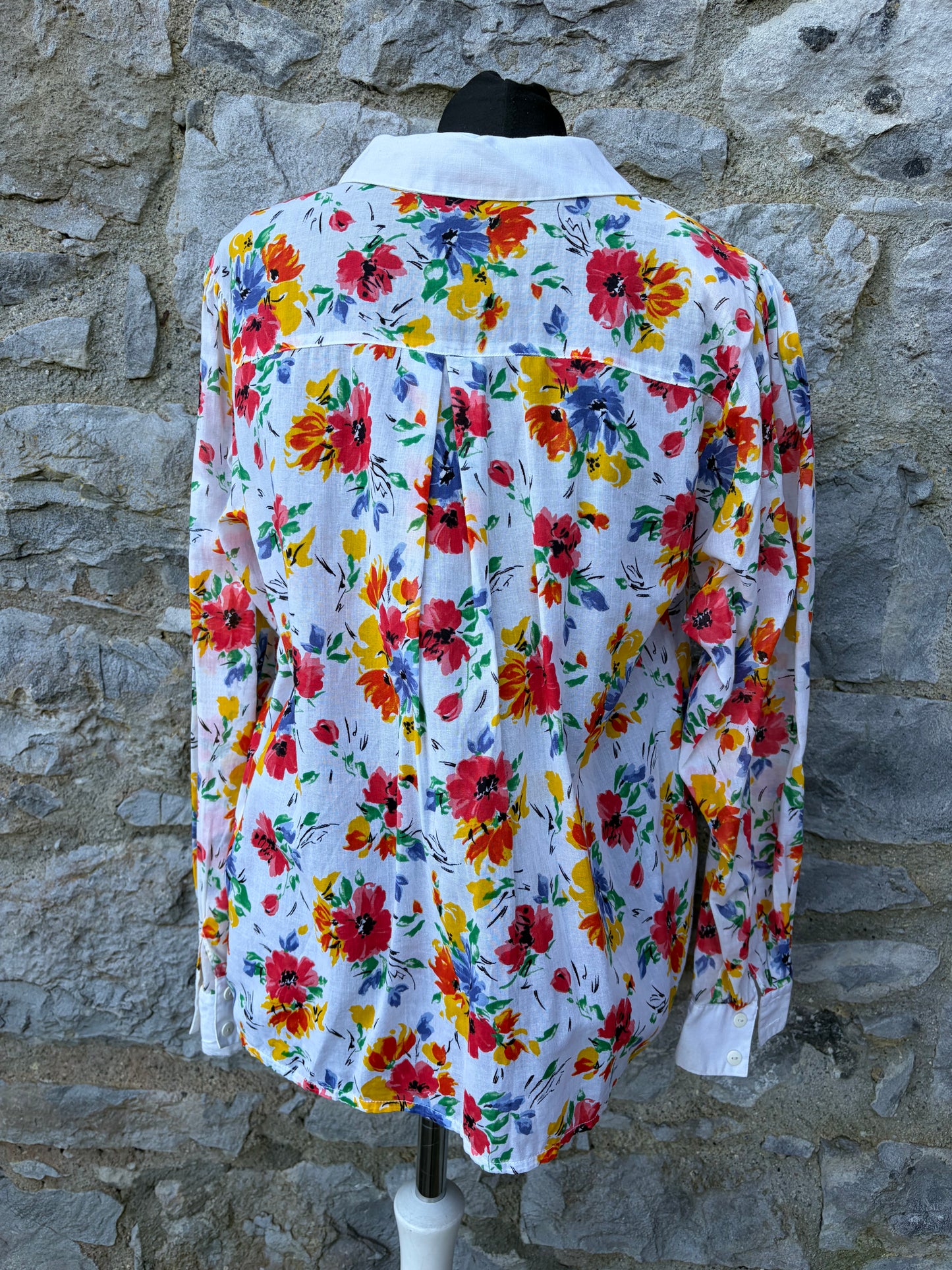 80s summer flowers sheer blouse uk 12-14