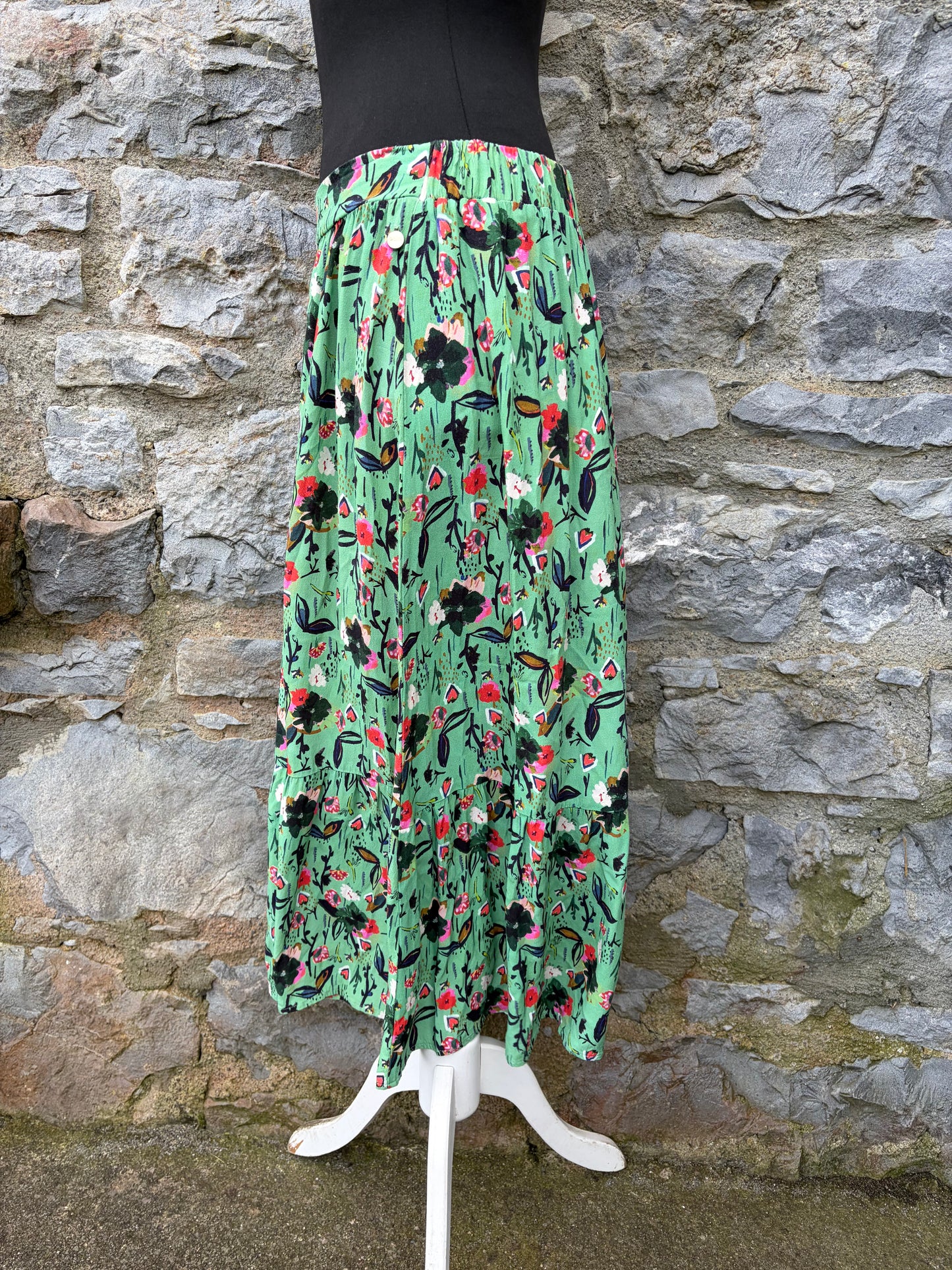 Green floral skirt uk 10-12