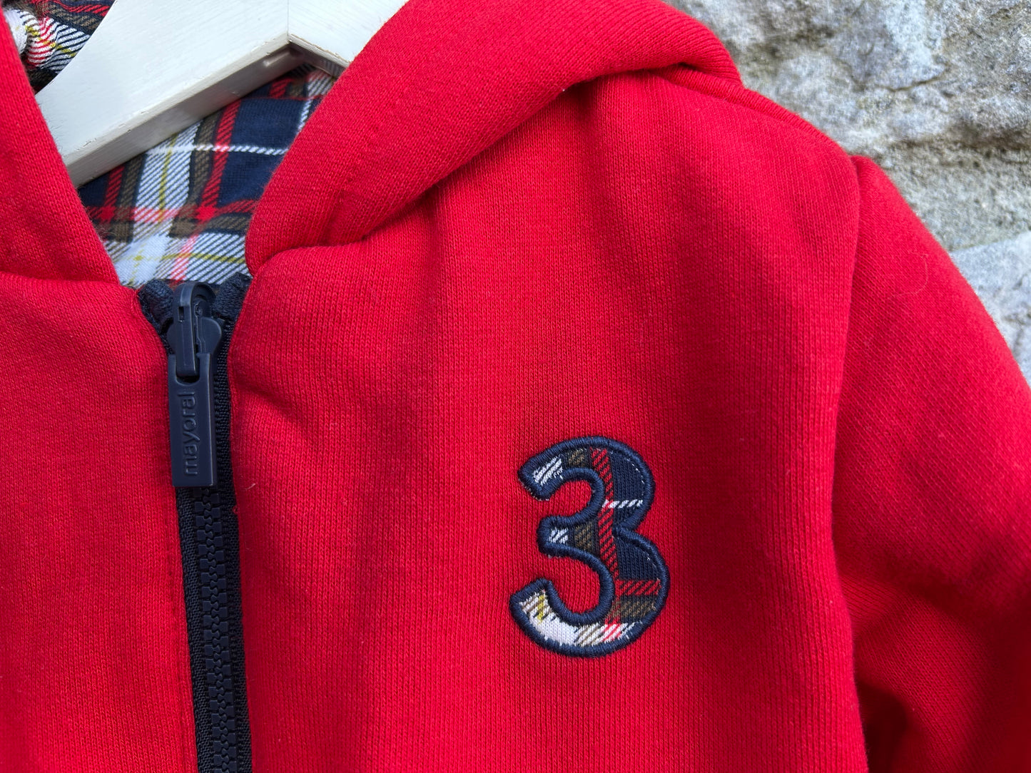Reversible red&check hoodie  9-12m (74-80cm)