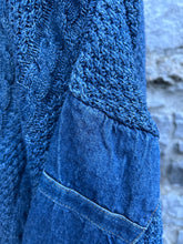 Load image into Gallery viewer, 90s blue jumper with denim patches M/L
