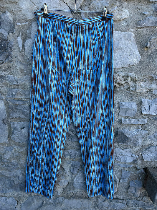 90s Blue&brown stripy pants uk 10