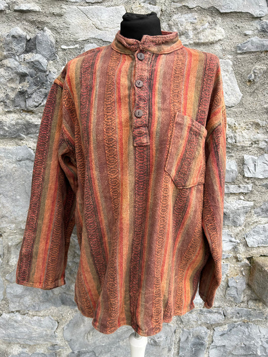 90s brown stripy shirt M/L