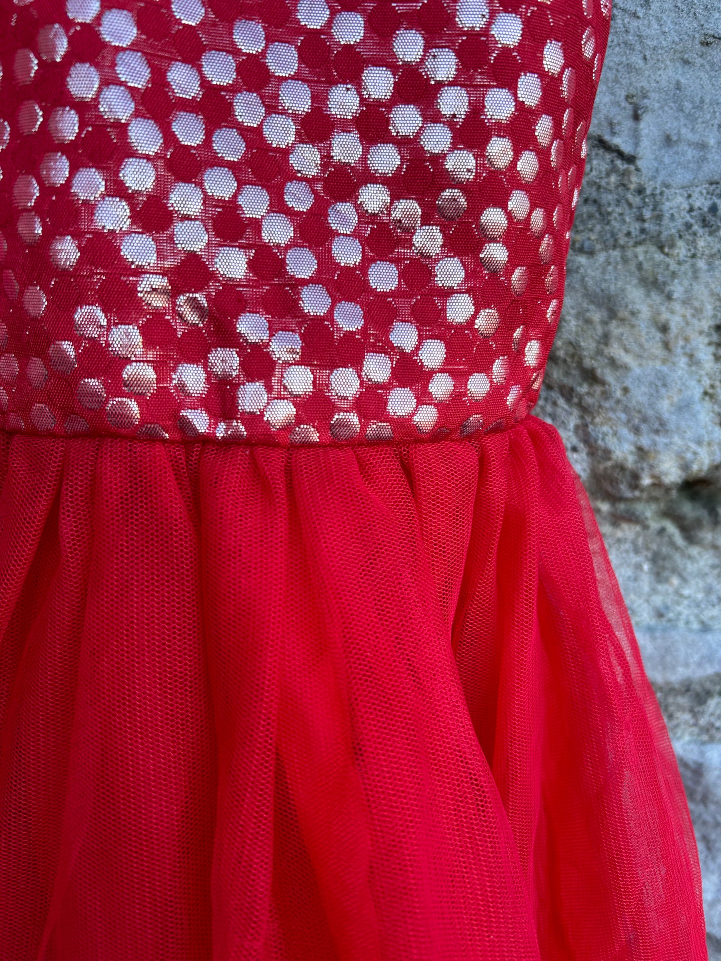 Red Flowers&tulle dress 3-4y (98-104cm)