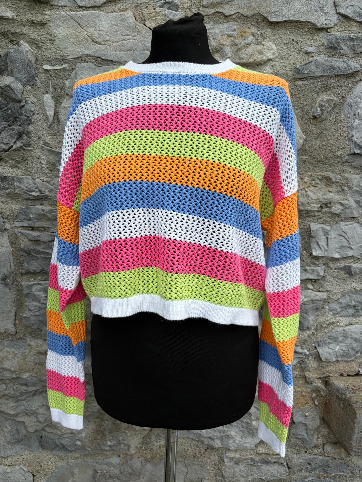 Colourful stripy cropped jumper uk 10-12