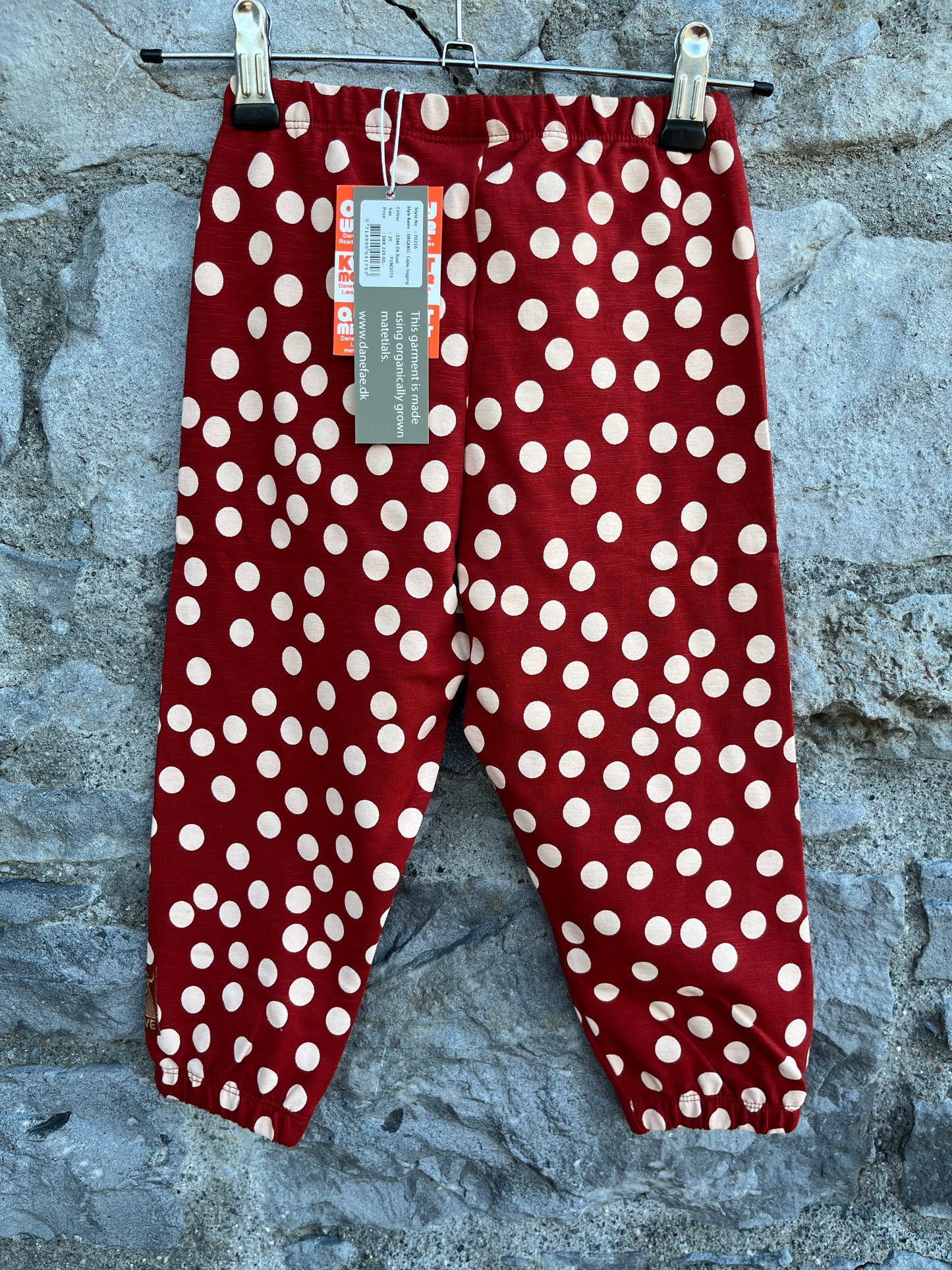 Maroon spotty pants  2-3y (92-98cm)