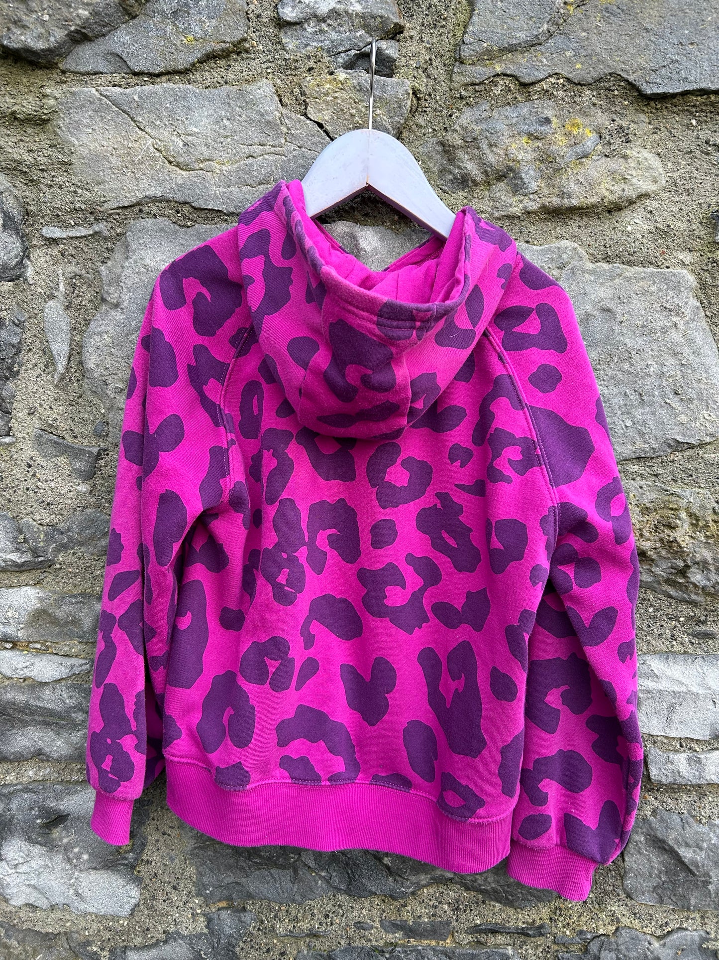 Pink leopard print hoodie 8-9y (128-134cm)