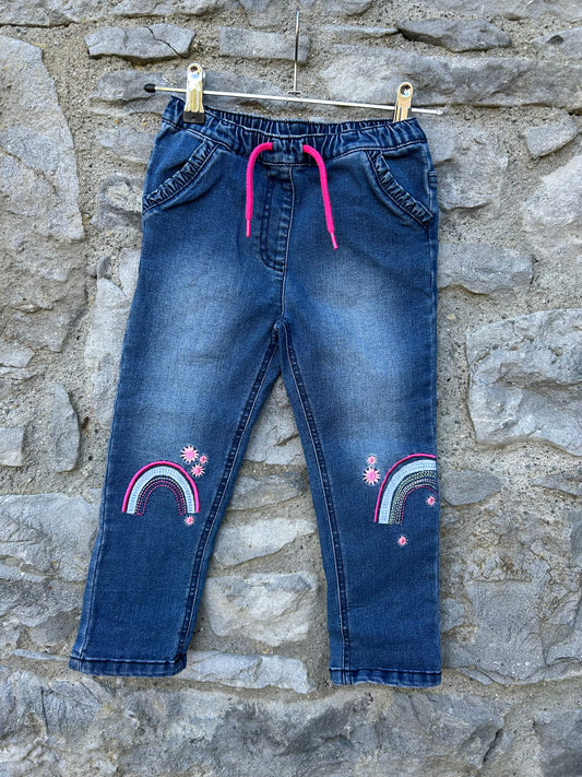 Jeans with Rainbow knees 3-4y (98-104cm)