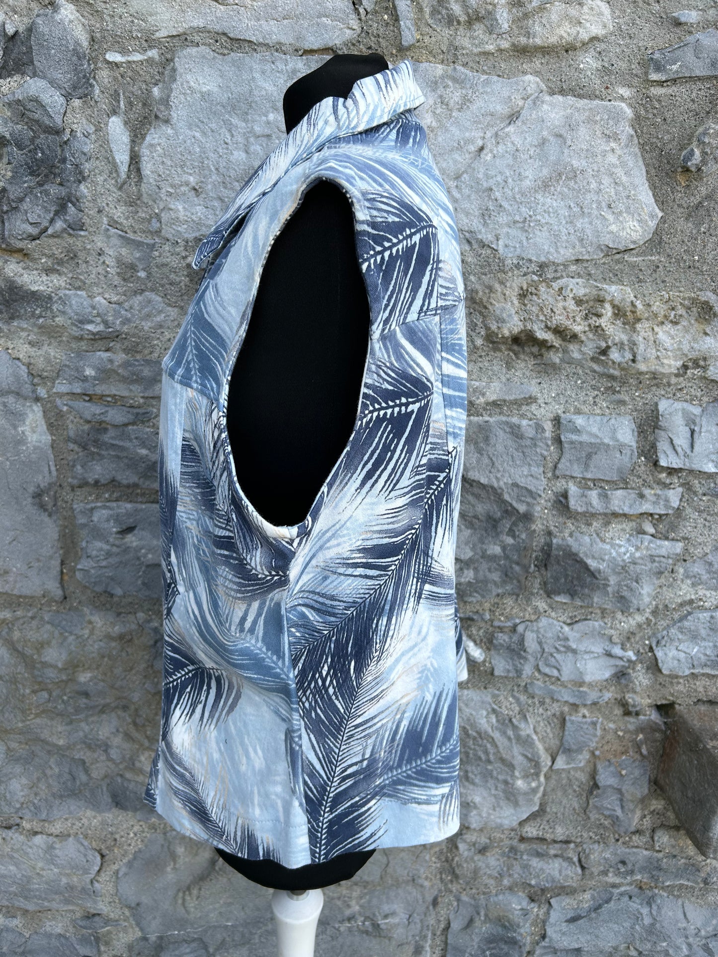 90s blue palm leaves gilet uk 12-14