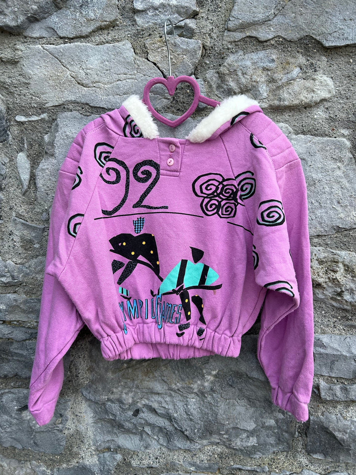 80s pink abstract cropped hoodie  6-7y (116-122cm)