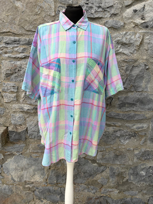80s rainbow check shirt Large