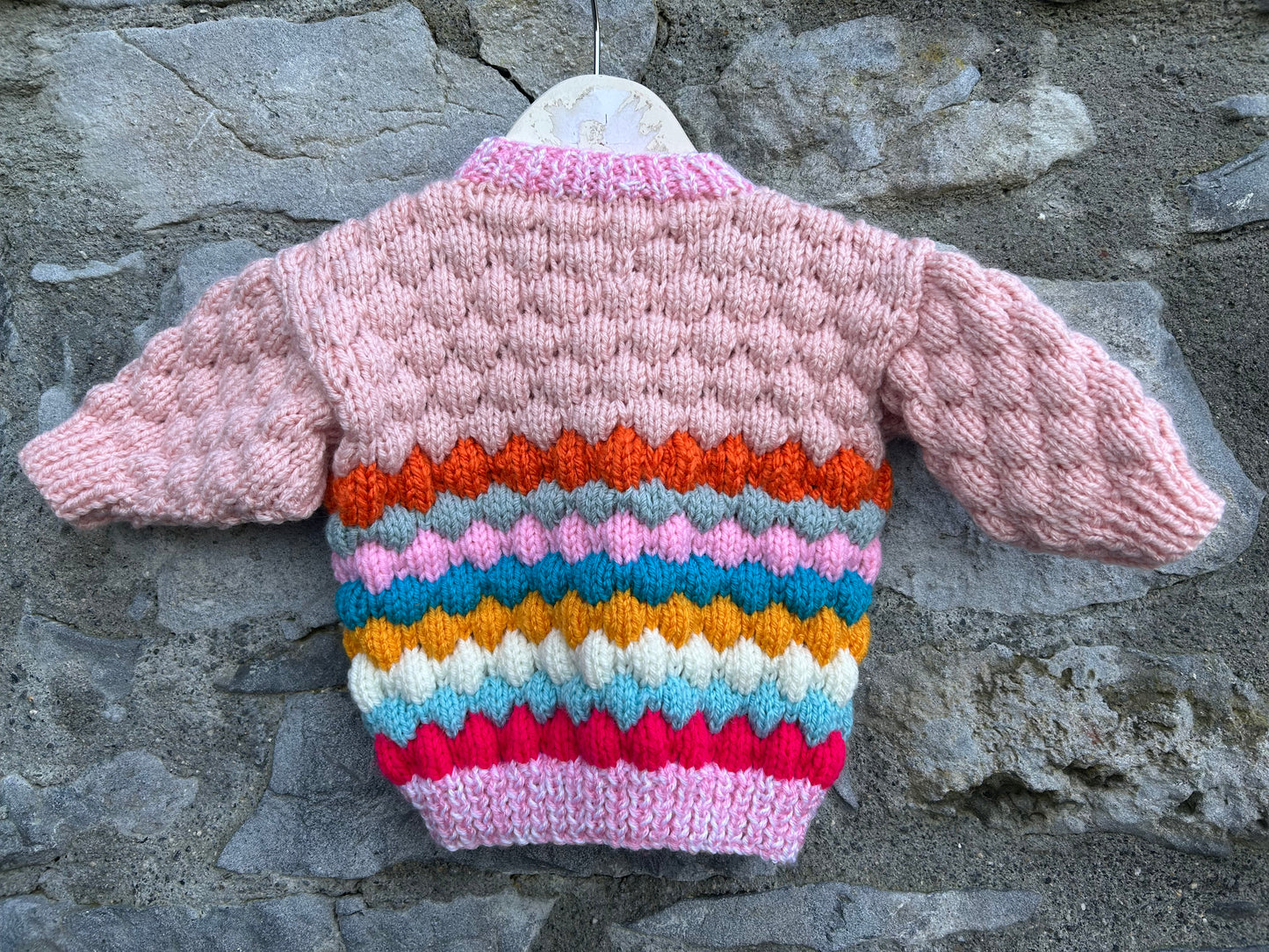 Pink colourful bubble knit cardigan  3-6m (62-68cm)