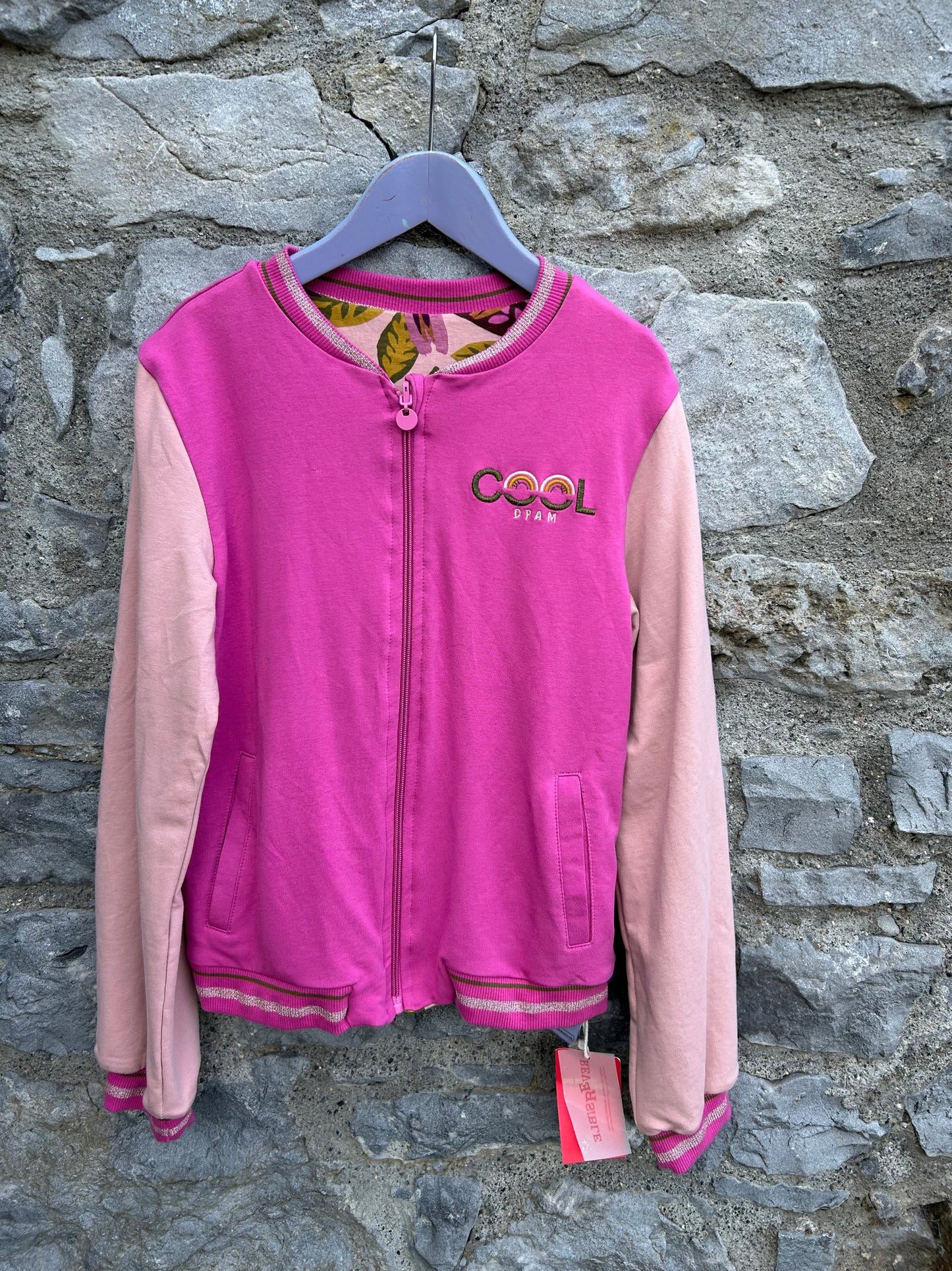 Pink leaves reversible bomber jacket  10y (140cm)