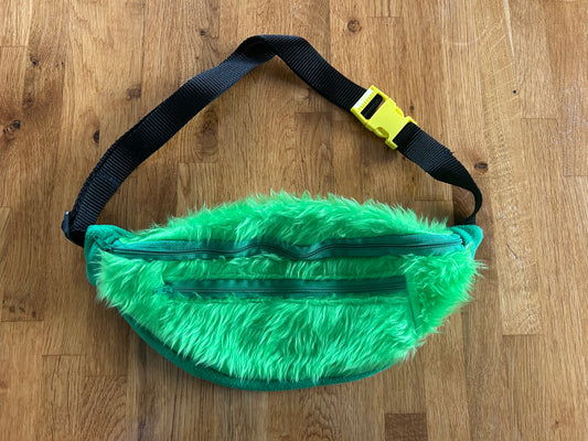 Green furry bum bag