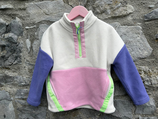 White&pink half zip fleece  4-5y (104-110cm)