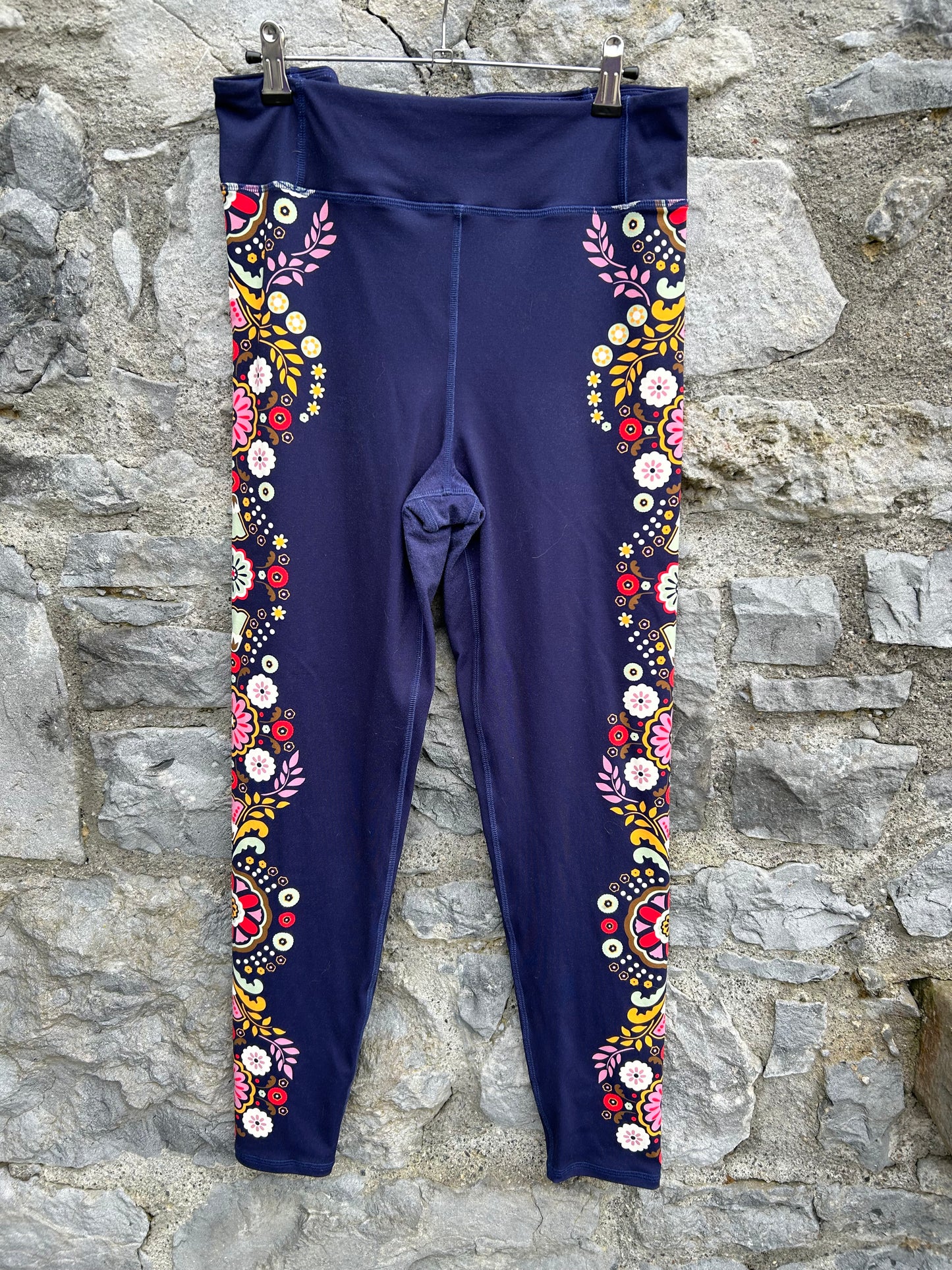 Flowers side stripe navy leggings uk 14