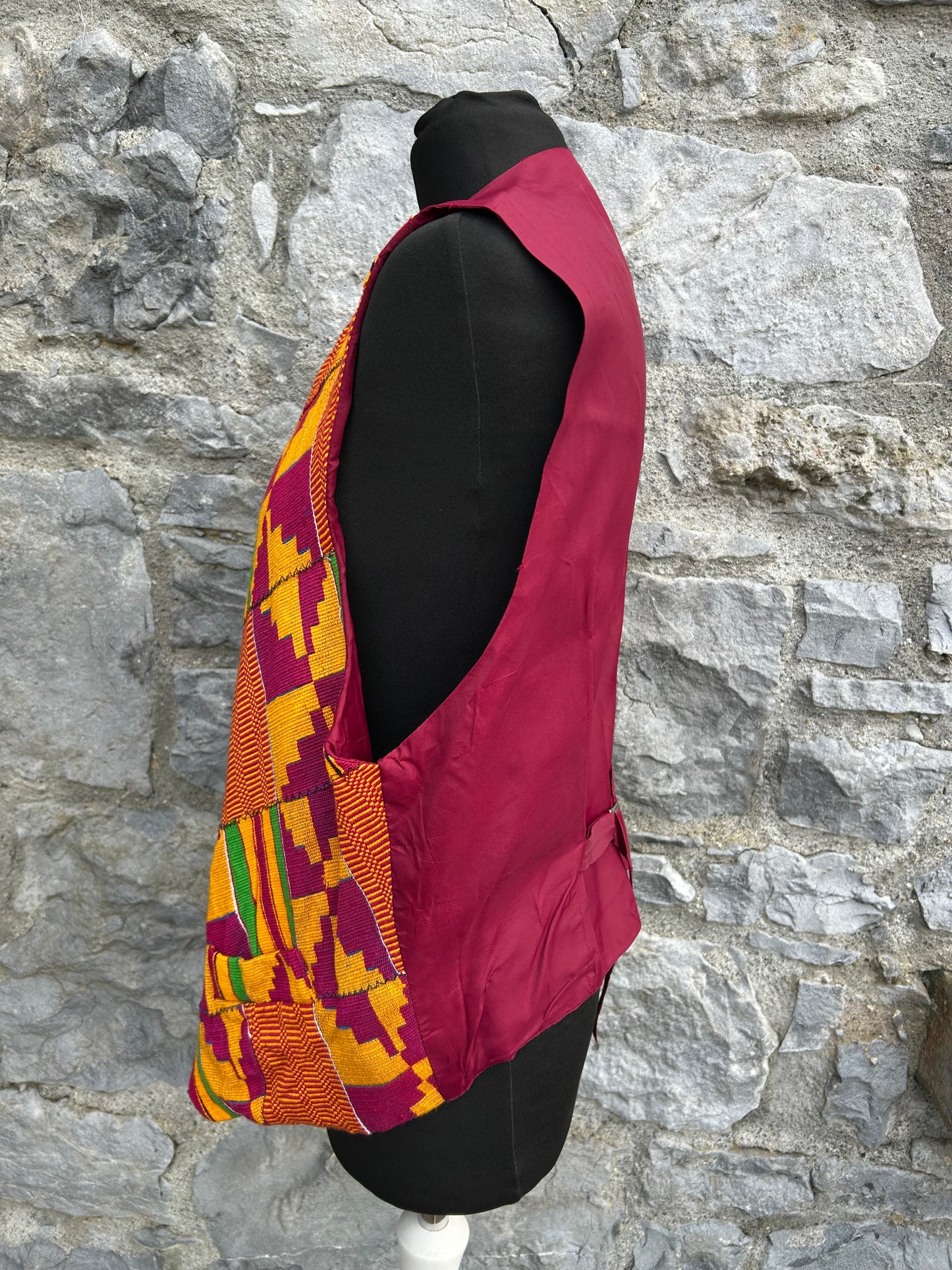 80s orange&red geometric waistcoat Large